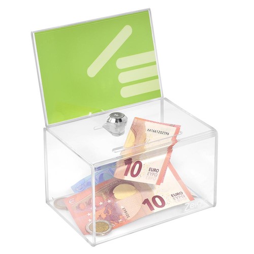 Spendenbox mit plakateinschub - spendenbox,