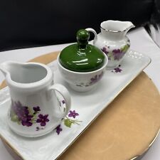 Porzellan Veilchen Viola weiß Konvolut Milchkannen,Zuckerdose,Teller Reg4/b