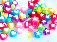 50 Acrylperlen Herz Stern