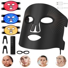 LED Gesichtsmaske Lichttherapie mit Rotlichtlampe, 3-Farben Lichttherapie Maske