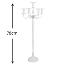 Kerzenständer 5-Arm H.80cm Metal Weiß Deko Hochzeit Tischdeko Kerzenleuchter