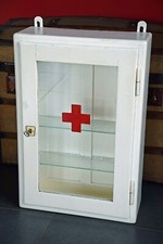 Holzschrank Arztschrank Wandschrank Apotheke mit Glasböden