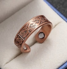 ✅ Eleganter Kupfer Ring mit Magneten Drachen Muster Gravur Verstellbar Rosé-Gold