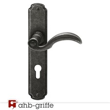 AHB Türgriff 1693/2690 Langschild Schmiedeeisen antik geschwärzt PZ Türdrücker