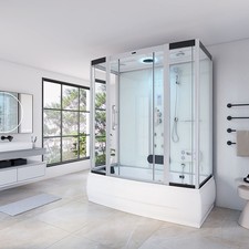Dampfdusche inkl. Whirlpool Dusche Weiß Dampfsauna LED Duschkabine OUTLETWARE