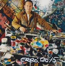 Erró (1932) POP ART original sign. large portrait photo 20x20/ autograph