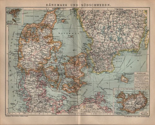 Landkarte map 1901 dänemark - landkarte,