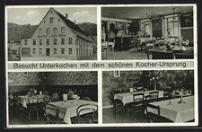 AK Unterkochen, Gasthof-Cafe Adler Herm. Kieninger, mit Innenansichten 1932 