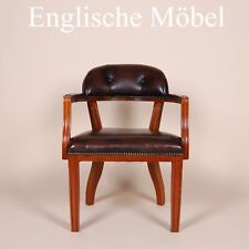 Englische Möbel Chesterfield Stuhl Esszimmer Schreibtisch Antik Leder m Armlehne