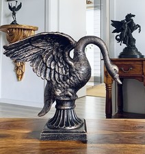 Eisenfigur Schwan Skulptur Vogel Antik Stil Dekoration Dekofigur Gusseisen 7 KG
