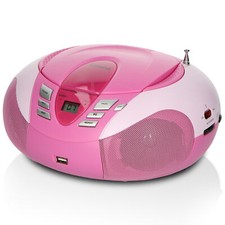 Lenco SCD-37 USB Pink - Tragbares FM-Radio mit CD/MP3-Player - USB-AUX - Pink