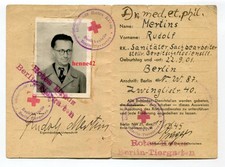 1945 Personal-Ausweis ROTES KREUZ Berlin Tiergarten für einen Dr. med. Mertins