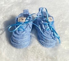 Baby Strickschuhe  Gr.16 (0-3 Monate) - Selbstgestrickt 100% Baumwolle neu