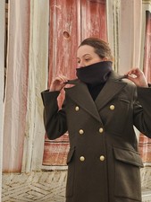 Wollmantel von Zara Khaki