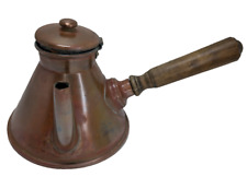 ☕ Alte Kupfer Schokoladendose mit rohem Holzgriff