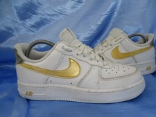USED NIKE AIR FORCE 1 ESS SNEAKER GR 37 38 CUSTOM GOLD SWOOSH AF1 LIEBHABER /D82