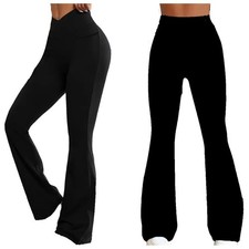 Schlaghose leicht gefüttert Damen Leggings mit Schlag Stretch  Hose Thermo M-3XL