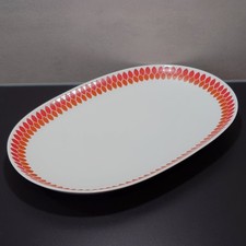 ovale Servierplatte von Melitta; Serie “Rom 2802“ mit orange-rotem Muster