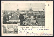 Ansichtskarte Soest, Fahnenfabrik Keinenburg, Blick über die Dächer 1898 