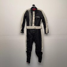 Vintage Leder Motorrad Kombi Zweiteiler Größe 40 Schwarz / Weiß