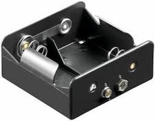 Batteriekästen, 2x Mono/D/UM1, schwarz, offen, 9V-Anschluß, unbenutzt