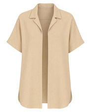 Leinenhemd Damen Oversize Hemd in Leinenoptik lässig – Einheitsgröße (34-44)