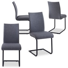 Freischwinger Esszimmerstuhl Küchenstuhl Stühle Esszimmer 4er Set Stoff grau