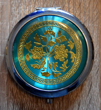 Taschenspiegel klappbar mit Vergrößerung Metallumrandung mintgrünmetallic/gold