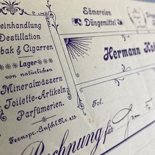 Rechnung v. 1910 "Hermann Kohl Nachf. Zerbst - Wein Tabak Cigarren Sämerei etc."