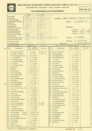 Datenblatt einstelldaten solex - datenblatt,