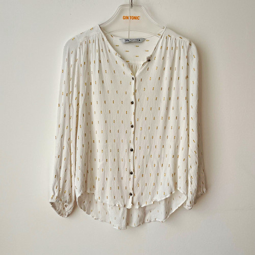 Zara bluse weiß gold - zara,