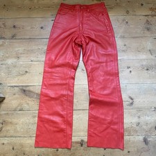 Vintage rote Leder Schlaghose hoher Bund Größe 10