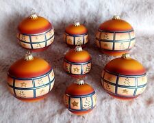 vintage Weihnacht Glas Christbaumschmuck 7 Lebkuchen Kugeln Tannen + Sterne
