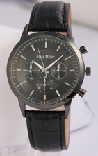 Alain Miller Herrenuhr Zifferblatt Gehäuse Schwarz Armband Schwarz SAM1235