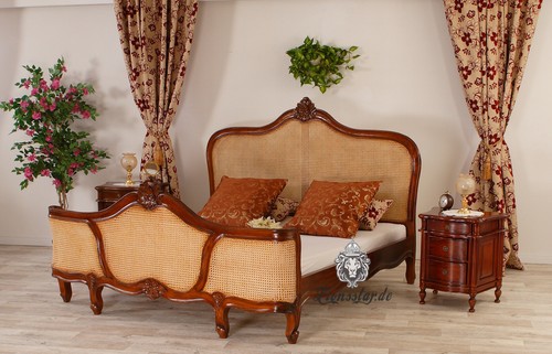 Louis bett rattan - louis, mahagoni
