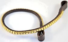 Stirnriemen Stirnband LEDER braun + Metallteile Clincher GOLDfarben Gr WB 44 cm