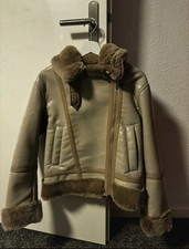 H&M Bikerjacke Leder Gr. S Beige Braun Teddy Fell Neu!!!