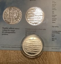 TSCHECHIEN 2008 200 KRONEN SILBER MÜNZE COIN Stempelglanz- SCHENGEN BEITRITT -
