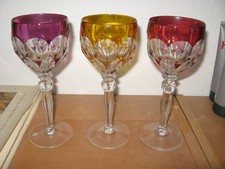 3 RÖMER  WEINGLÄSER  Bleikristal - farbig !