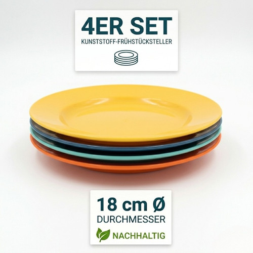 4er set bunte plastikteller - bunte,
