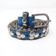 Sambrown Cowboysbelt 209041 Ledergürtel Nietengürtel Silber/Blau Leder Gr. 90