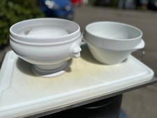 14 Suppenschüsseln weiß – Gastronomie – 1 Löwenterrine inkl. – Porzellan