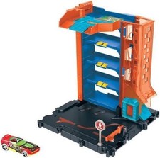 Hot Wheels City Downtown Car Park Spielset HDR28 Parkhaus mit Spiralrampe