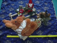 Konvolut Schmuck Natur Holz Elch Eichhörnchen Weihnachtsmann Schlitten Advent ..