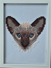 Diamond Painting Bild fertig - Katzenkopf braun 13x18 mit weisem Rahmen