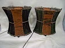 2 X 60er 70er Jahre Tischlampe Tischleuchte Afrika Lederlampe Lampe Leuchte