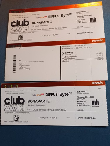 Bonaparte konzert tickets - , 2026