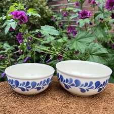 DDR Torgau Keramik Schüssel mit blauem Muster 2er Set Ostalgie