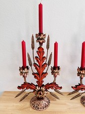 Großer Florentiner Kerzenhalter rot-braun Imposanter Retro Metall Kerzenleuchter