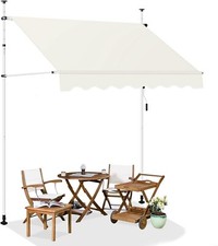 Klemmmarkise 200cm Creme ohne Bohren höhenverstellbare Markise Handkurbel 01cm01